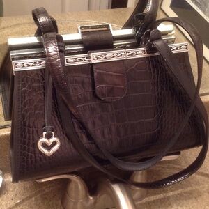 Brighton Crocodile-Embossed Handbag